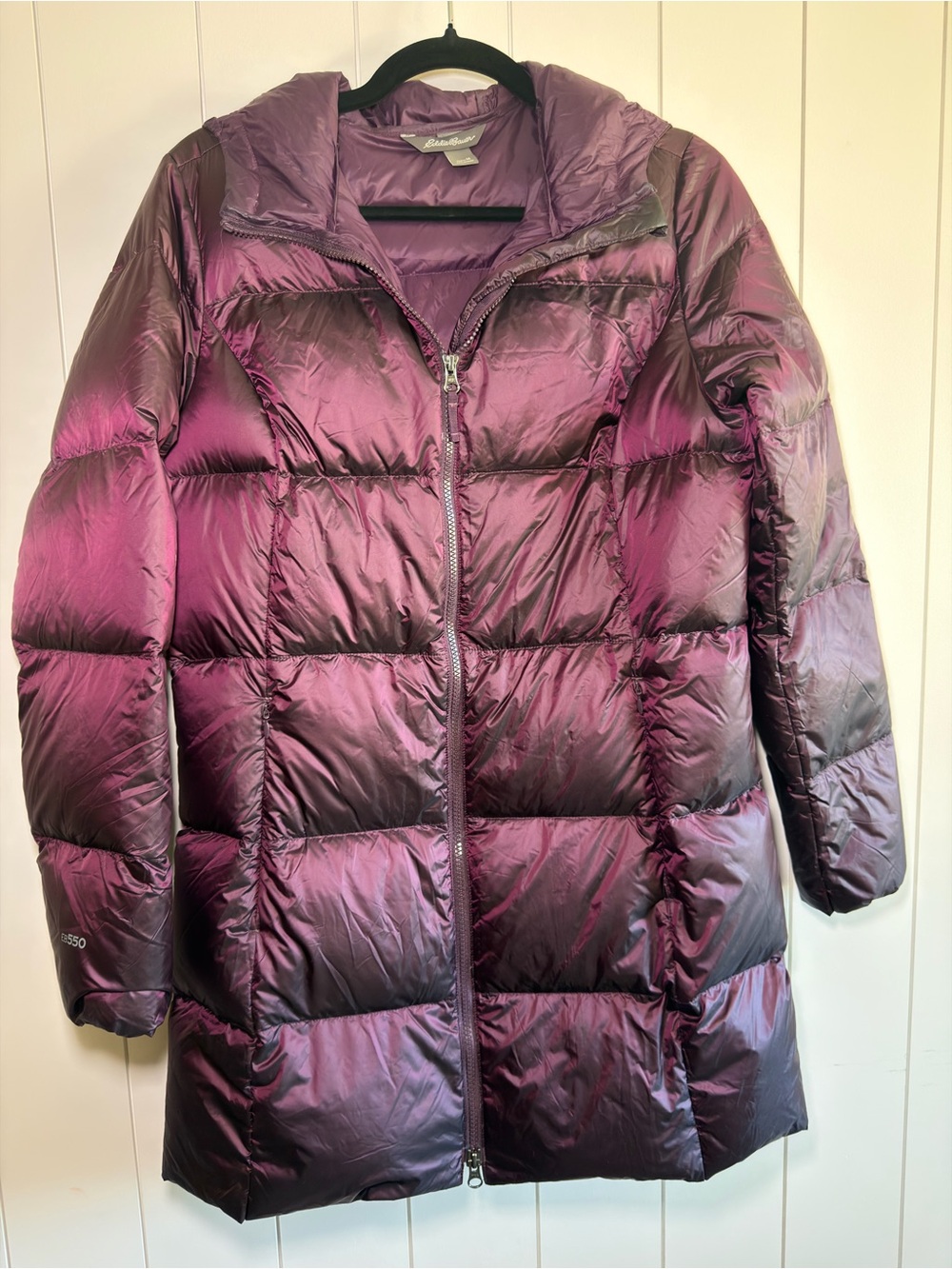 Eddie Bauer Iridescent Plum Long Puffer Coat